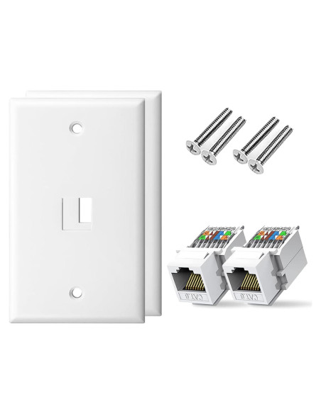 Placa de Pared Ethernet ZOERAX RJ45 Cat 6 Blanca 2-Pack Placa de Pared Ethernet ZOERAX RJ45 Cat 6 Blanca 2-Pack