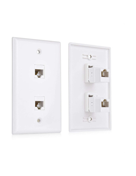 Placa de Pared Ethernet 2 Puertos Cable Matters RJ45 Cat6 Blanca Placa de Pared Ethernet 2 Puertos Cable Matters RJ45 Cat6 Blanca