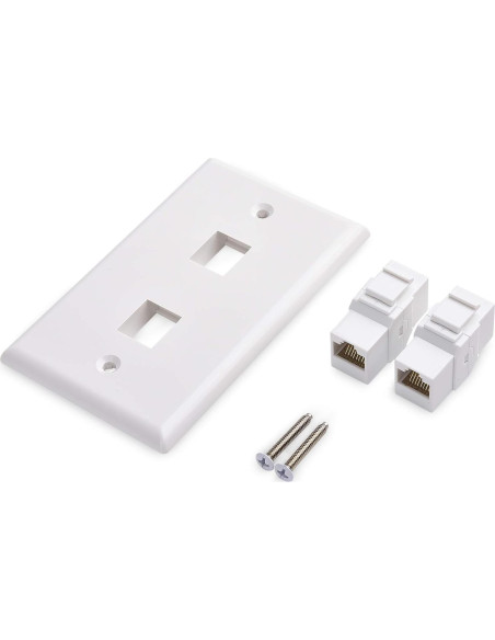 Placa de Pared Ethernet 2 Puertos Cable Matters RJ45 Cat6 Blanca Placa de Pared Ethernet 2 Puertos Cable Matters RJ45 Cat6 Blanca