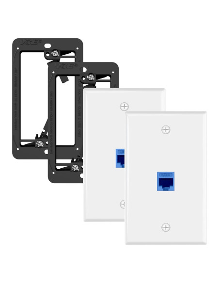 Placa de Pared Ethernet VCE 1 Puerto CAT6 Azul 2-Pack Placa de Pared Ethernet VCE 1 Puerto CAT6 Azul 2-Pack