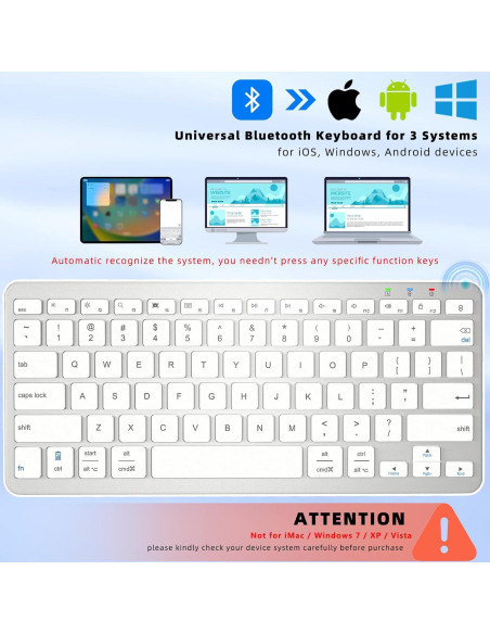 Teclado Bluetooth Qulose Ultra Delgado Ergonómico Blanco Teclado Bluetooth Qulose Ultra Delgado Ergonómico Blanco