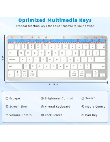 Teclado Bluetooth Qulose Ultra Delgado Ergonómico Blanco