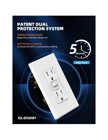 Enchufe GFCI Exterior ELEGRP 15A Blanco Mate Resistente