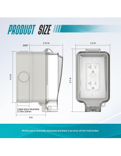 Caja de Salida Eléctrica GFCI 20A Hilictokt IP66 Doble Toma 2