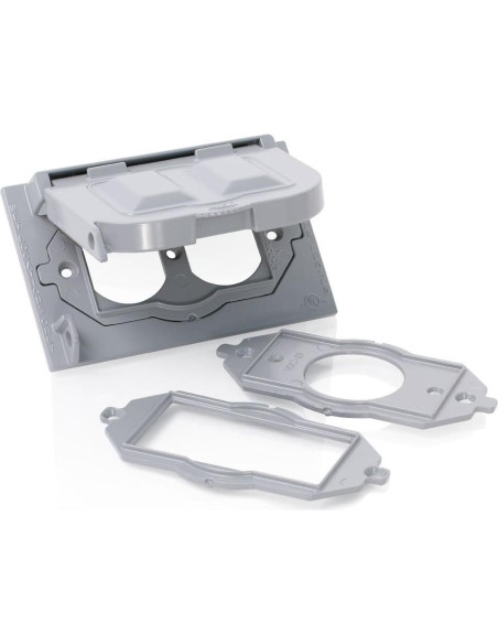 Cubierta Impermeable Leviton 1-Gang GFCI Dúplex Gris Cubierta Impermeable Leviton 1-Gang GFCI Dúplex Gris