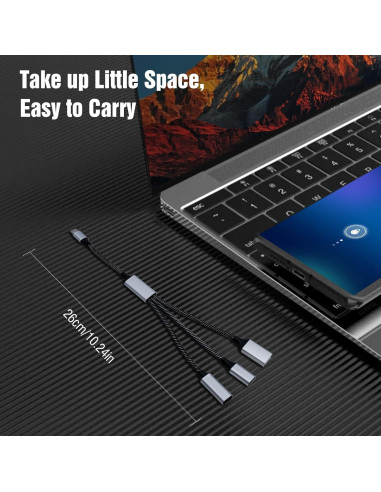 Adaptador Divisor USB C TiMOVO 3 en 1 Carga y Datos