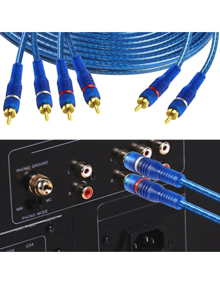 Cable RCA de Audio MEIRIYFA 2 Canales a 4 Canales 5m Cable RCA de Audio MEIRIYFA 2 Canales a 4 Canales 5m