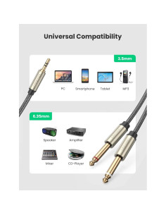 Cable Estéreo UGREEN 3.5mm a 6.35mm 4.88m Hi-Fi 2