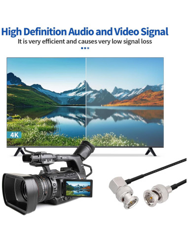 Cable SDI Yuslao BNC Macho a Ángulo Recto 1.83m 75 Ohm (2-Pack)