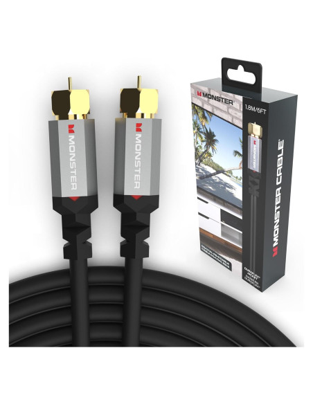 Cable coaxial Monster Essentials RG-6 1.83m con conector F-pin