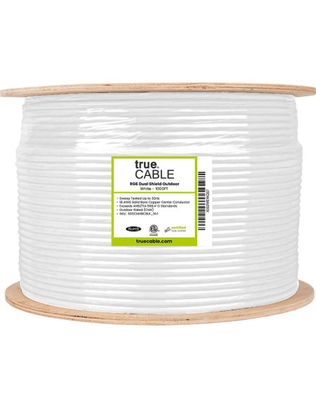 Cable Coaxial RG6 Exterior Doble Blindaje trueCABLE 1000ft Cable Coaxial RG6 Exterior Doble Blindaje trueCABLE 1000ft