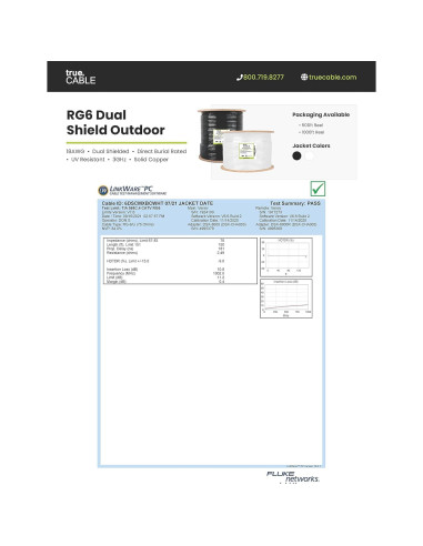 Cable Coaxial RG6 Exterior Doble Blindaje trueCABLE 1000ft