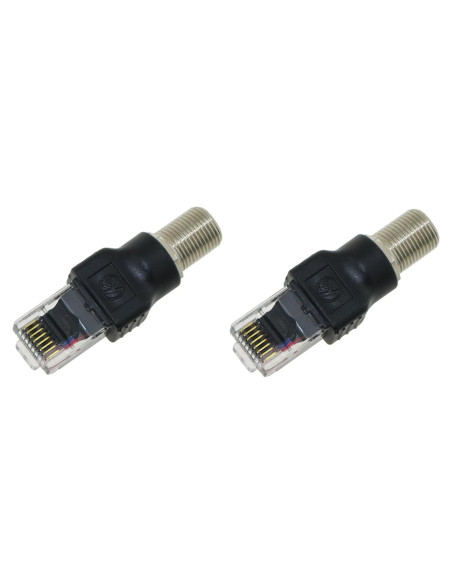 Adaptador Coaxial RF a RJ45 DGZZI 2 Piezas F Hembra Macho Adaptador Coaxial RF a RJ45 DGZZI 2 Piezas F Hembra Macho