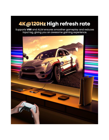 Interruptor HDMI 2.1 4 en 1 llano 4K@120Hz Audio Óptico 3.5mm Interruptor HDMI 2.1 4 en 1 llano 4K@120Hz Audio Óptico 3.5mm