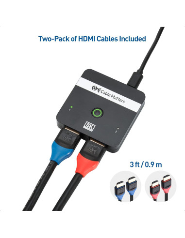 Interruptor HDMI 2.1 Cable Matters 4K 120Hz 8K 60Hz 2 Puertos