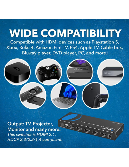 Interruptor HDMI 8K OREI BK-401A 4x1 con Extractor de Audio Interruptor HDMI 8K OREI BK-401A 4x1 con Extractor de Audio