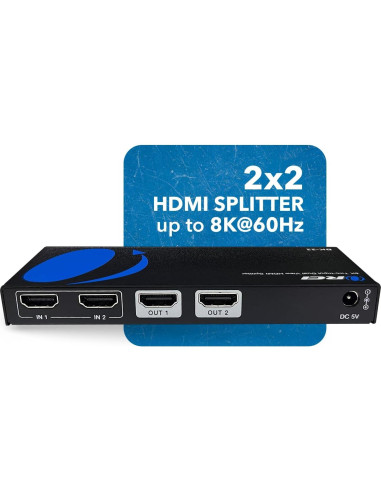 Divisor HDMI 8K OREI BK-22 2 Salidas 4K@120Hz Dolby Vision