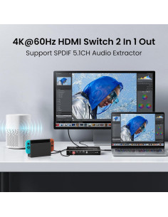 Divisor HDMI 2x1 4K 60Hz Avedio Links eARC Bi-Direccional 2