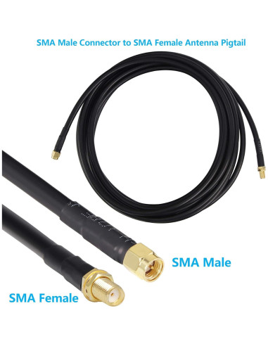 Cable coaxial GEMEK SMA macho a hembra 10 pies (3m) 50 Ohm