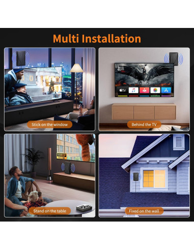 Antena de TV Digital Oheotoo 2024 4K 1080p HD Interior Exterior