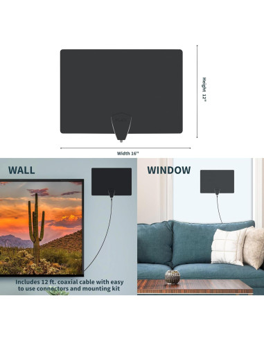 Antena de TV Interior Amplificada Antennas Direct ClearStream FLEX, UHF VHF, 50+ Millas