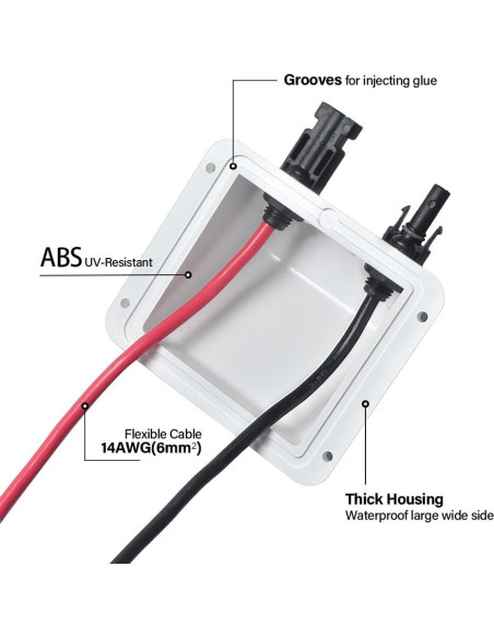 Entrada de Cable Solar Doble ABS 10ft IP68 para RV y Barco Entrada de Cable Solar Doble ABS 10ft IP68 para RV y Barco