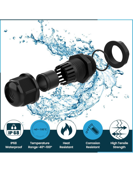 Estrangulador de Alivio de Tensión SDTC Tech M20x1.5 IP68 10 Pcs Estrangulador de Alivio de Tensión SDTC Tech M20x1.5 IP68 10 Pcs
