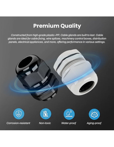 Conector de Cable PG11 BORDSTRACT Blanco 20 Piezas IP69