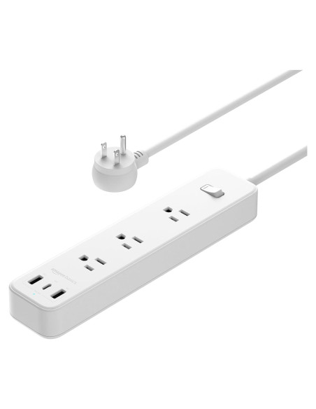 Toma de Corriente Amazon Basics 3 Salidas 3 USB 1.5m Blanco Toma de Corriente Amazon Basics 3 Salidas 3 USB 1.5m Blanco
