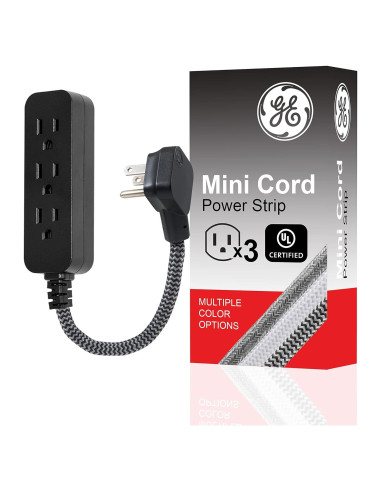 Regleta GE de 3 Salidas con Cable Trenzado de 15.24 cm Negro