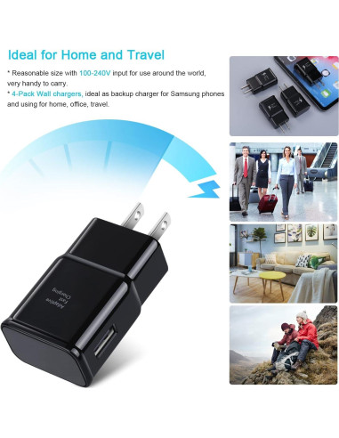 Cargador de Pared USB Rápido Qihop 4 Piezas 2A Compatible iPhone
