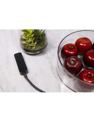 Regleta GE de 3 Salidas con Cable Trenzado de 15.24 cm Negro