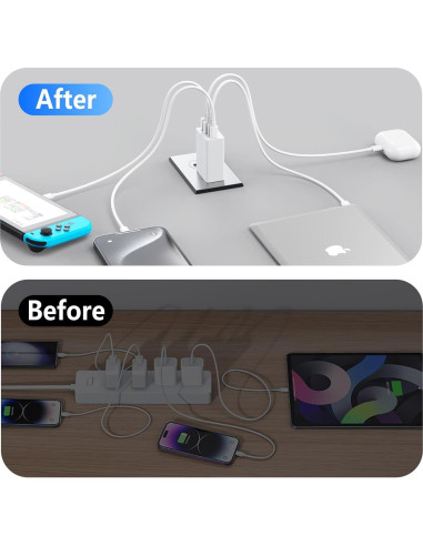 Cargador USB C Rápido 40W iGENJUN 4 Puertos Blanco