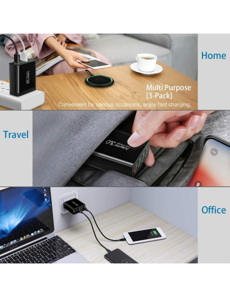 Cargador de Pared Rápido 3.0 iSeekerKit 4 Puertos USB 18W Cargador de Pared Rápido 3.0 iSeekerKit 4 Puertos USB 18W