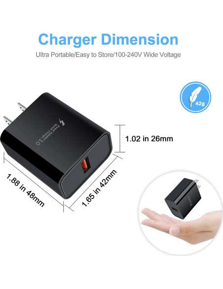 Cargador Rápido USB 18W QC 3.0 para Samsung y Android Cargador Rápido USB 18W QC 3.0 para Samsung y Android