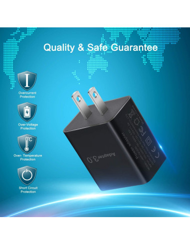 Cargador de Pared USB Besgoods 18W 2-Pack Carga Rápida