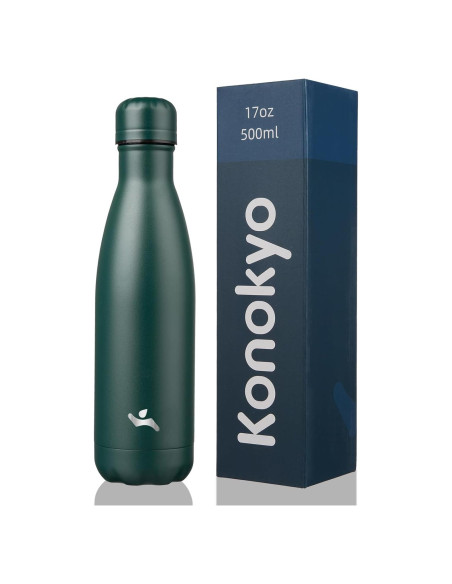 Botella de Agua Aislada Konokyo 0.5L Doble Pared Verde Militar Botella de Agua Aislada Konokyo 0.5L Doble Pared Verde Militar
