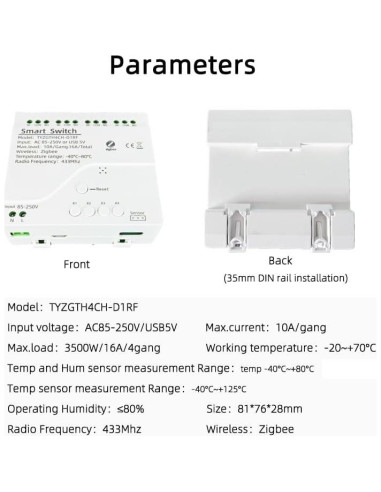 Controlador de Temperatura Zigbee MHCOZY con Sonda DS18B20