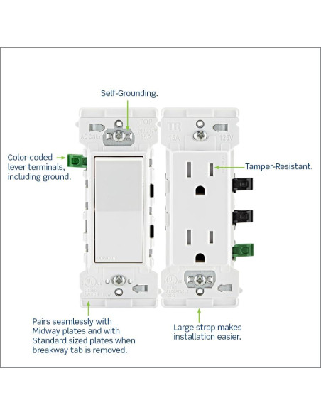 Interruptor de Palanca Leviton Edge 15A Blanco Paquete de 10 Interruptor de Palanca Leviton Edge 15A Blanco Paquete de 10