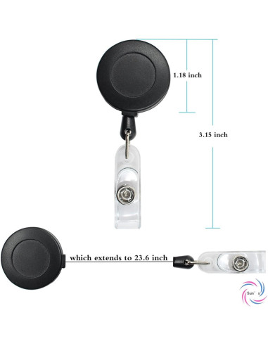 Porta Credenciales Retráctil KINGSUM Negro 2 Pcs Clip