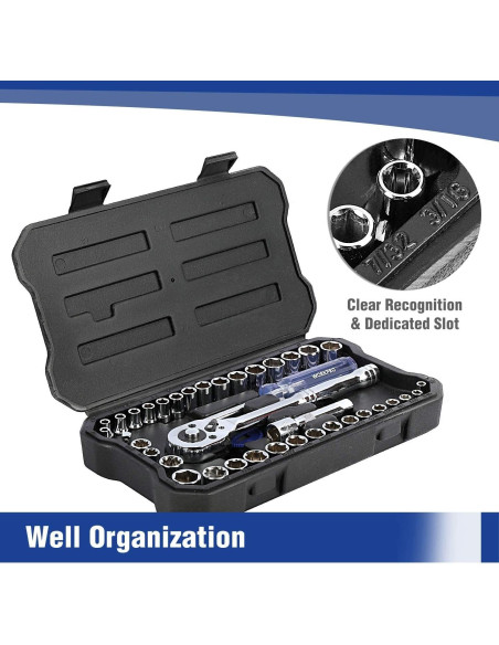 WORKPRO Juego de 39 Piezas de Enchufes Métricos y Carraca WORKPRO Juego de 39 Piezas de Enchufes Métricos y Carraca