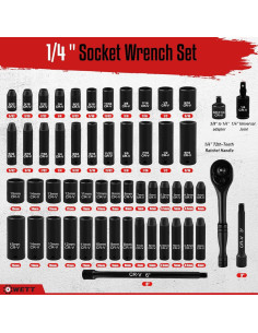 Juego de Enchufes de Impacto WETT 55 Piezas 1/4" Métrico 2