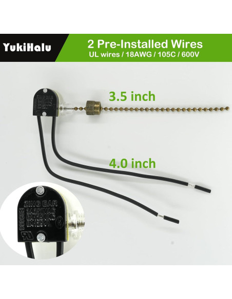 Interruptor de Cadena YukiHalu ZE-109 para Ventilador de Techo 2Pack Interruptor de Cadena YukiHalu ZE-109 para Ventilador de Techo 2Pack