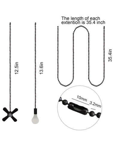 Juego de Cadenas de Tirar para Ventilador de Techo Iceyyyy - 4 Piezas