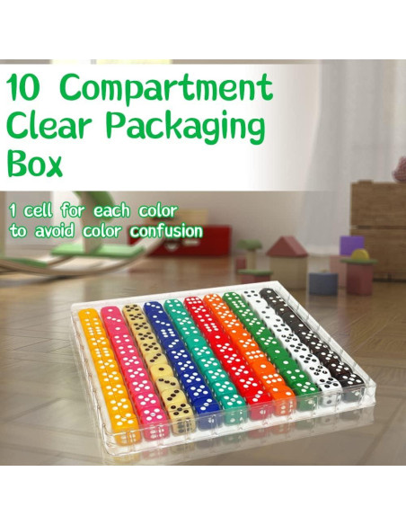 100 Dados de Colores 16mm SLSESIN con Caja Portátil 100 Dados de Colores 16mm SLSESIN con Caja Portátil
