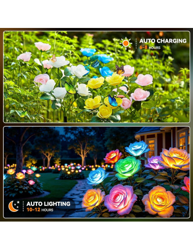 Luces de Jardín Solares WdtPro 6 Paquete Rosa LED Impermeables