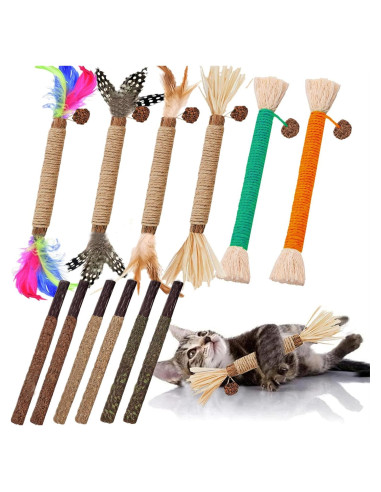 Juguetes para Gatos GREMBEB 12 Palos de Silvervine Natural