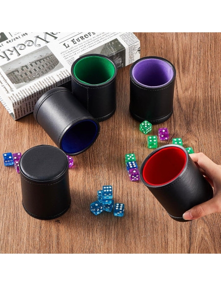 Paquete de 5 Copas de Dados TOPTAN con Terciopelo Colorido Paquete de 5 Copas de Dados TOPTAN con Terciopelo Colorido