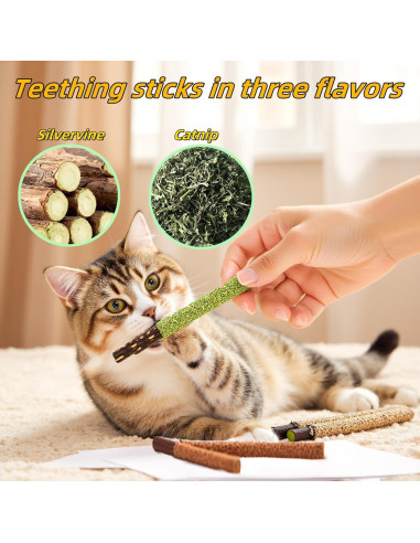 Juguetes para Gatos GREMBEB 12 Palos de Silvervine Natural
