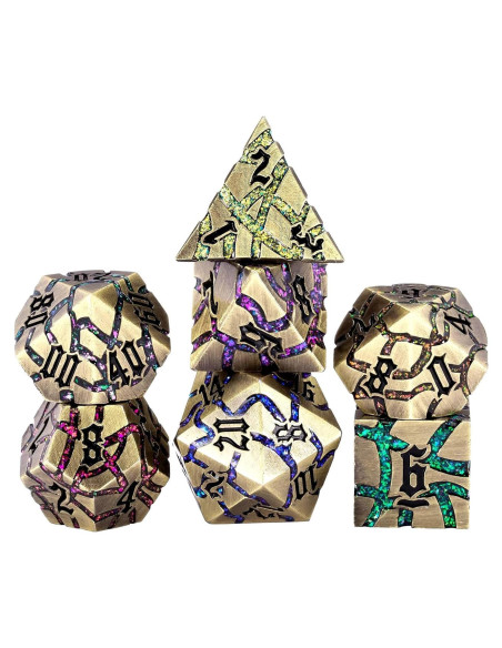 Juego de Dados DND de Metal Maywin 7 Piezas Azul Antiguo Juego de Dados DND de Metal Maywin 7 Piezas Azul Antiguo